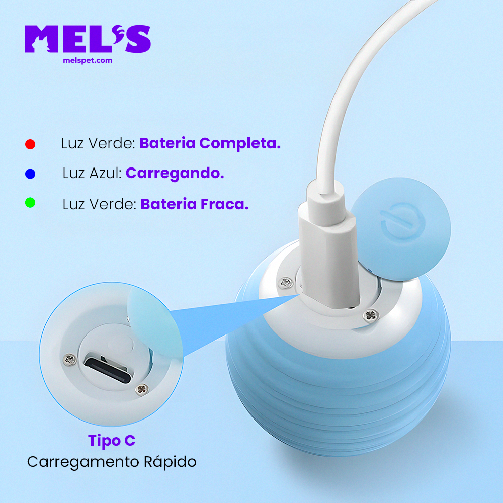BolaPets Interativa Inteligente Elétrica - Gatos e Cachorros - MEL'S
